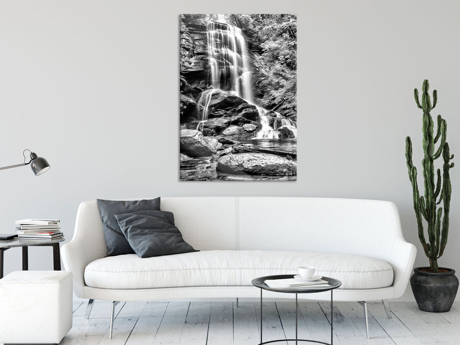 tropischer Wasserfall, Glasbild