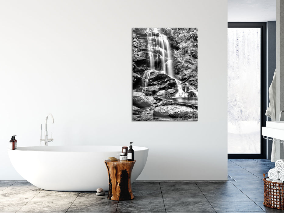 tropischer Wasserfall, Glasbild