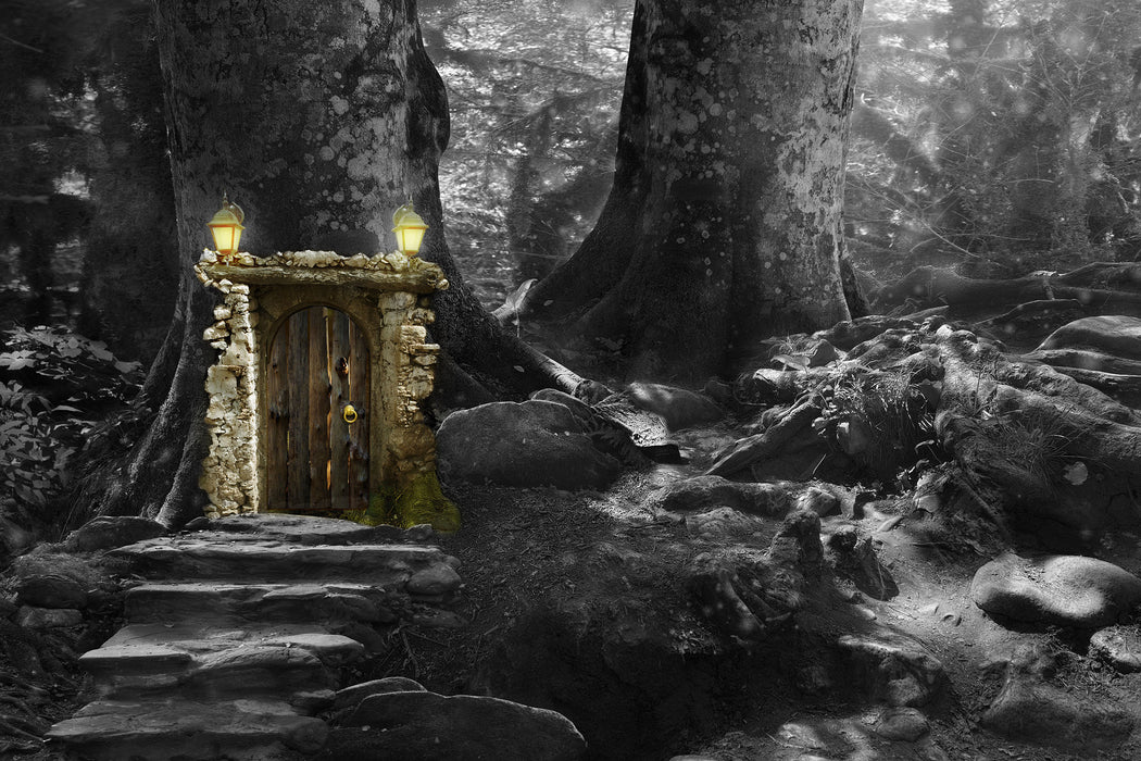 Geheimes Tor im Wald, Glasbild