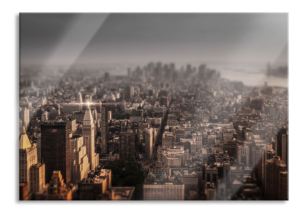 Pixxprint New York City bei Sonnenuntergang, Glasbild