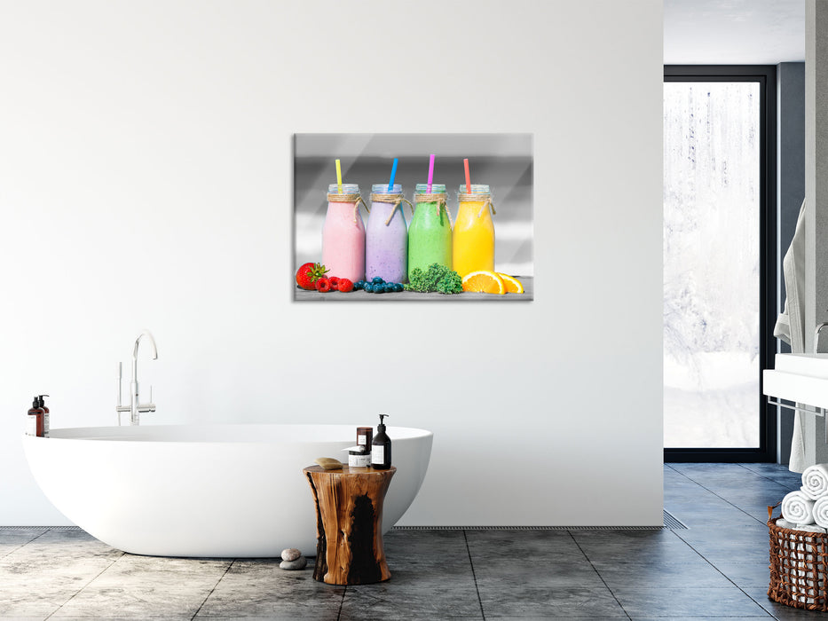 Smoothies in verschiedenen Farben, Glasbild