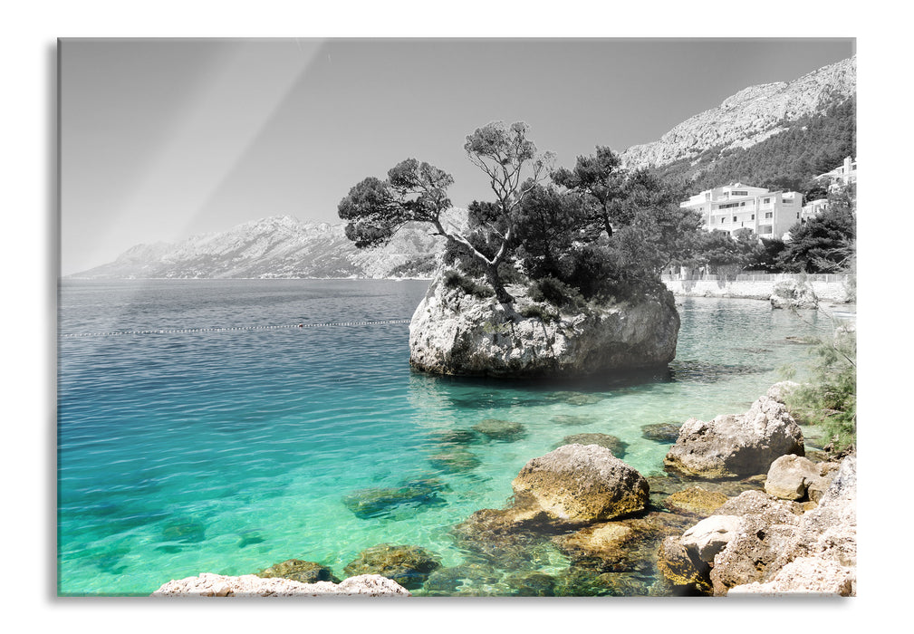 Pixxprint Dalmatia Strand in Kroatien, Glasbild