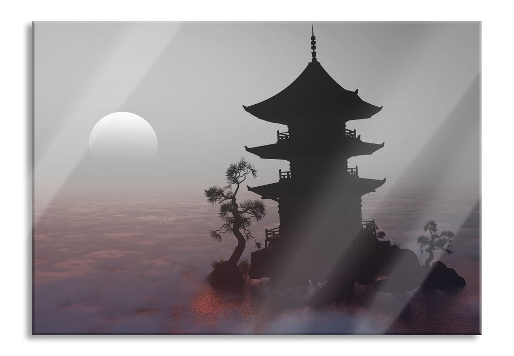Pixxprint Buddhistischer Tempel in Asien, Glasbild