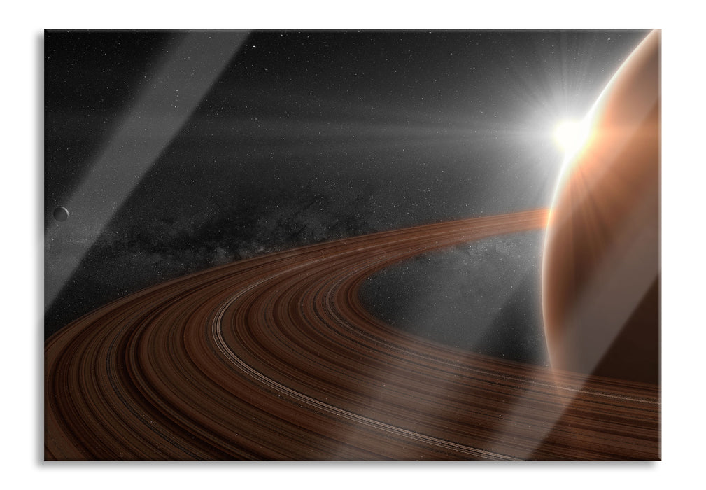 Pixxprint Planet Saturn im Weltall, Glasbild