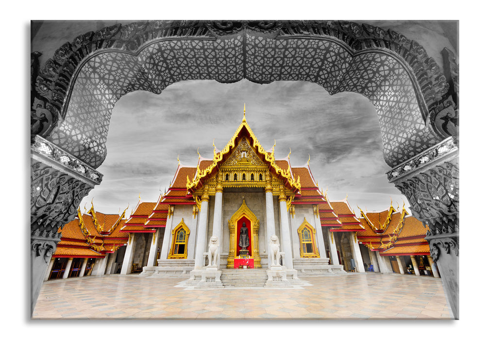 Pixxprint Marmortempel von Bangkok, Glasbild