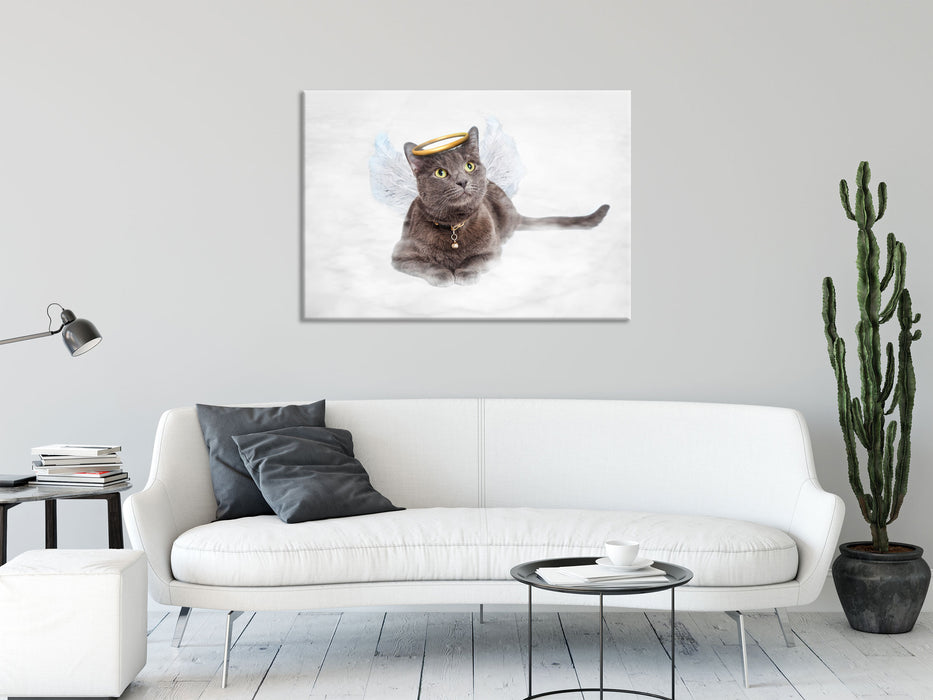 Katzen-Engel im Himmel, Glasbild