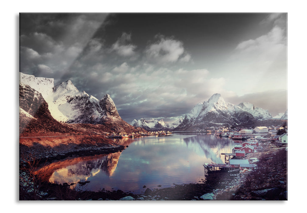 Schneelandschaft in Norwegen, Glasbild