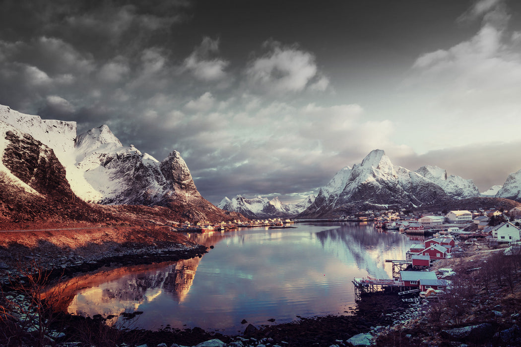 Schneelandschaft in Norwegen, Glasbild