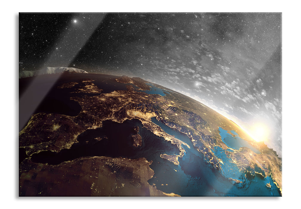 Pixxprint Erde im Weltall, Glasbild