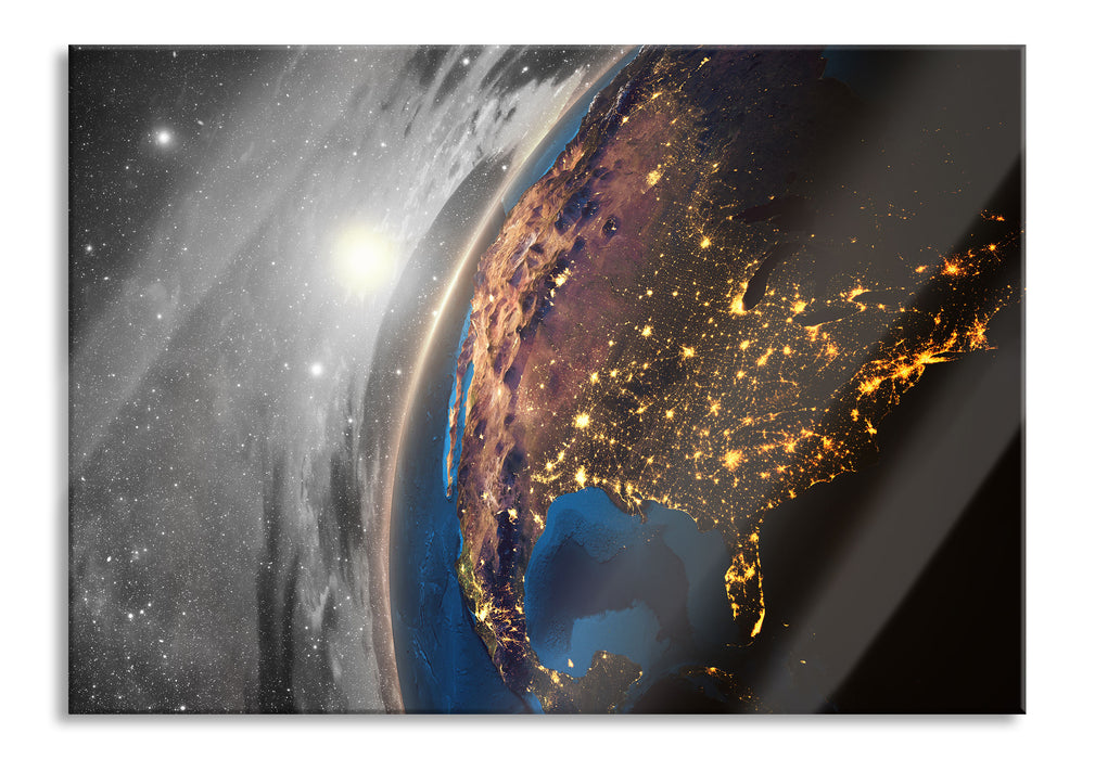 Pixxprint 3D-Rendering der Erde, Glasbild