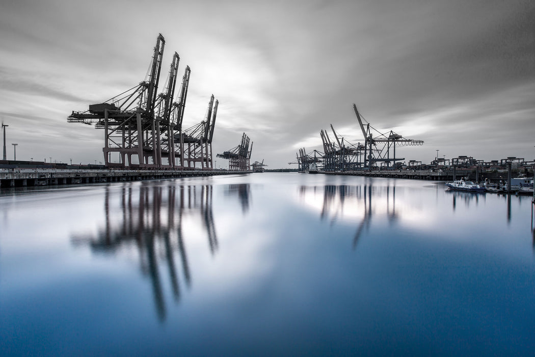 Hafen im Abendschein, Glasbild