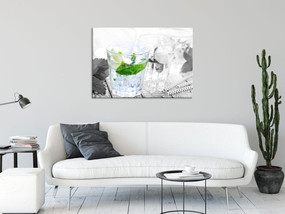 Mojito-Gläser mit Minze, Glasbild