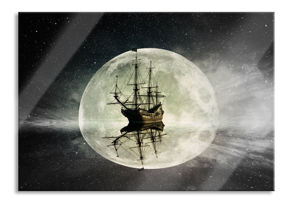 Pixxprint Geisterschiff im Weltall, Glasbild