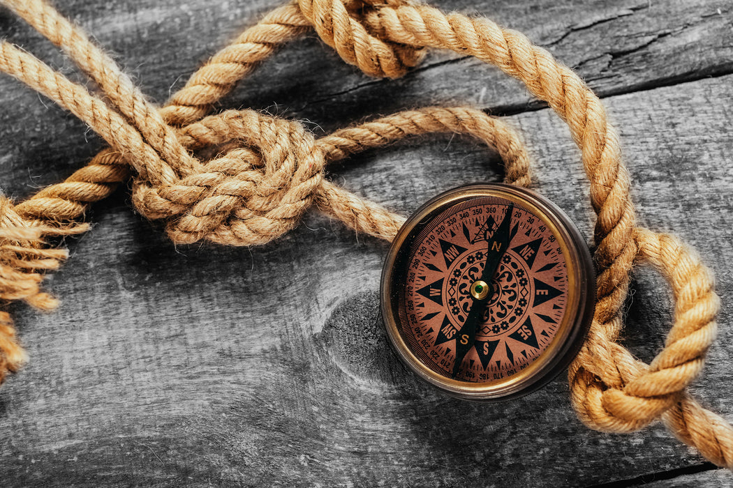Schiffseil und Kompass, Glasbild