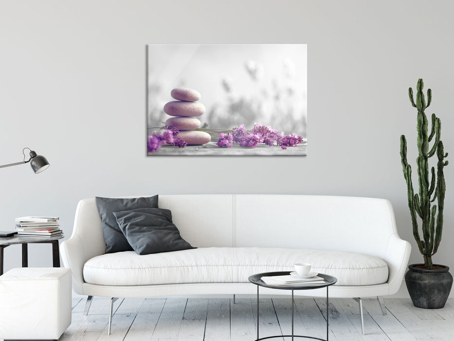 Lavendel Spa-Stillleben, Glasbild