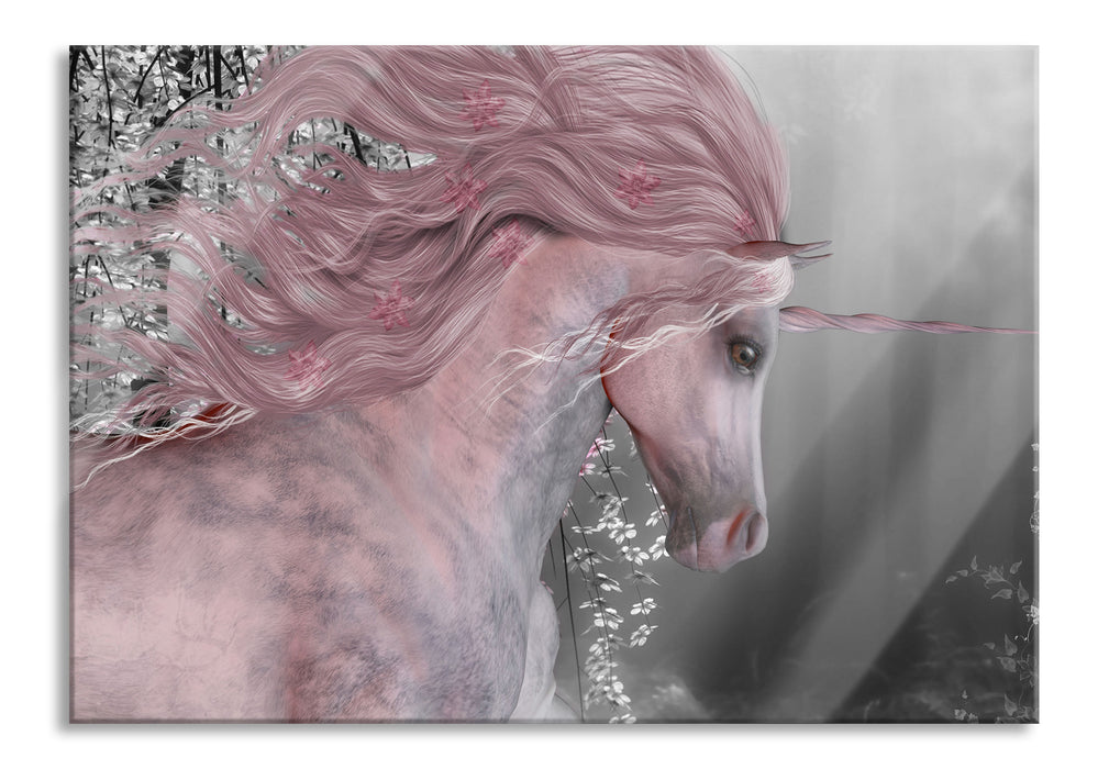 Pixxprint wunderbares Einhorn, Glasbild