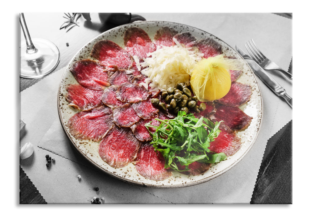 Pixxprint appetitliches Carpaccio, Glasbild