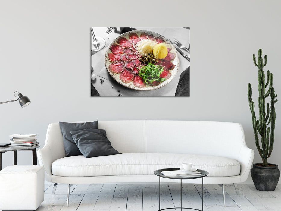 appetitliches Carpaccio, Glasbild