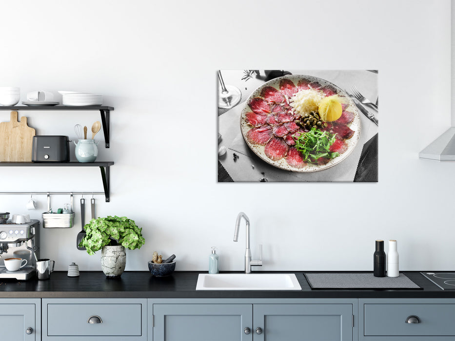 appetitliches Carpaccio, Glasbild