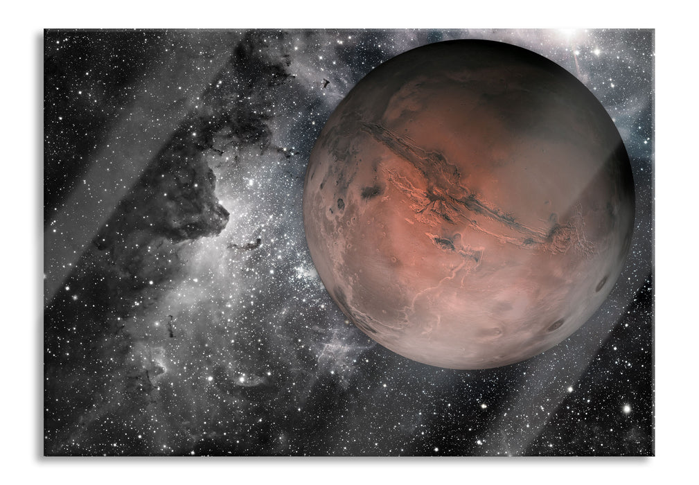Pixxprint Mars im Weltall, Glasbild