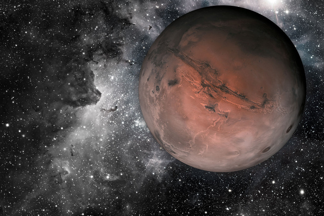 Mars im Weltall, Glasbild