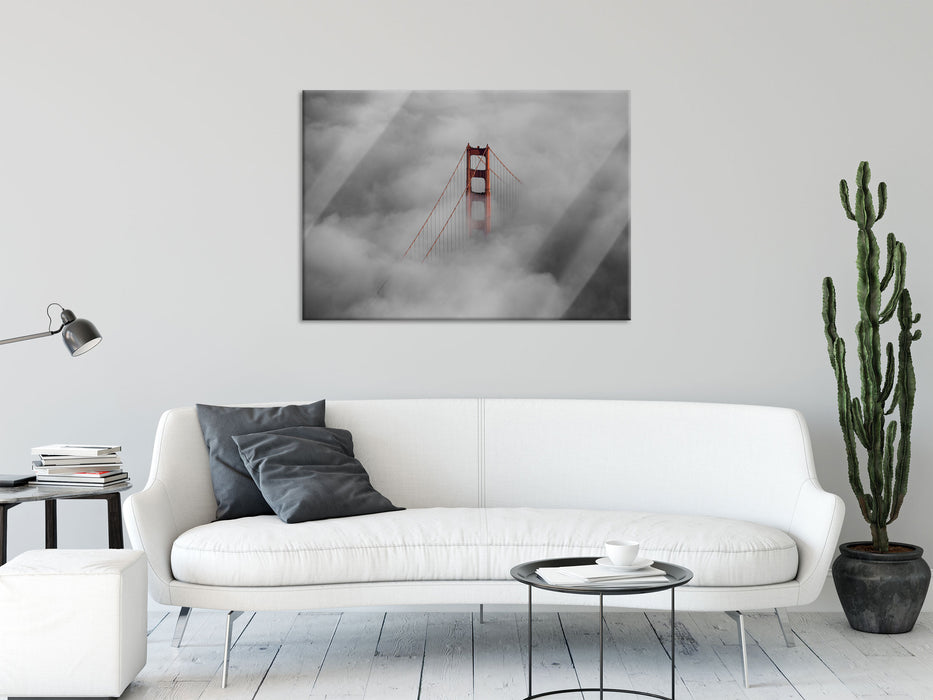 Golden Gate Bridge über den Wolken, Glasbild