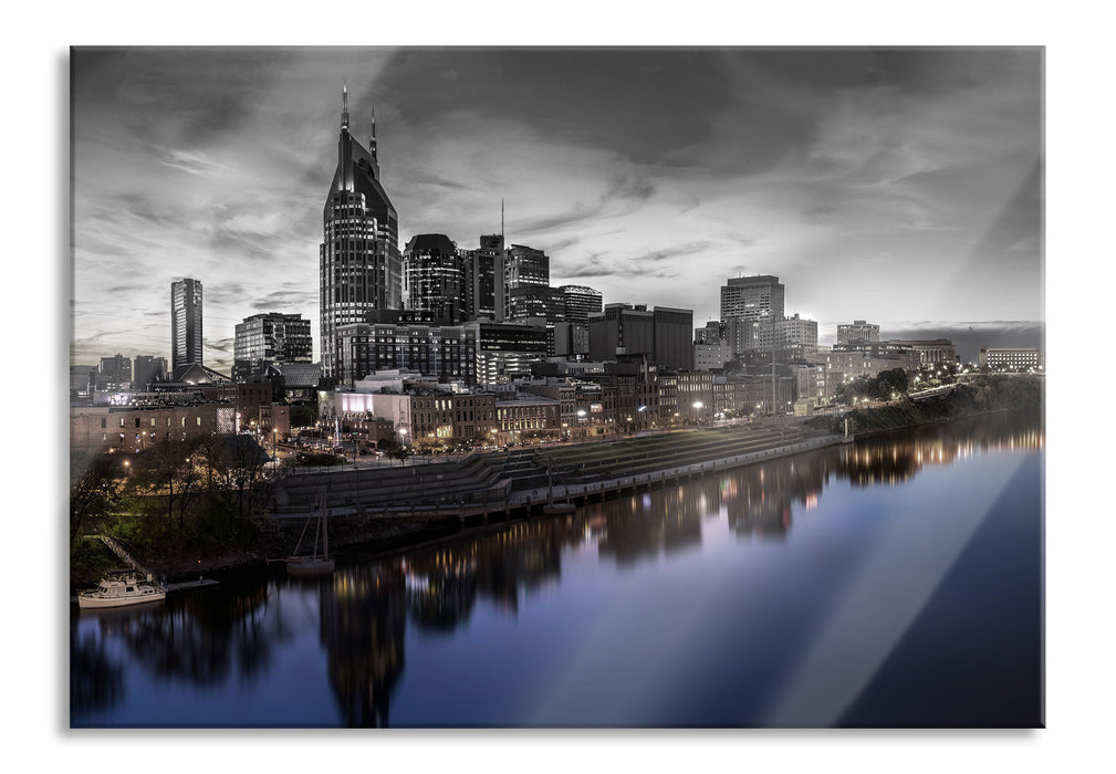 Pixxprint Nashville Skyline Panorama, Glasbild