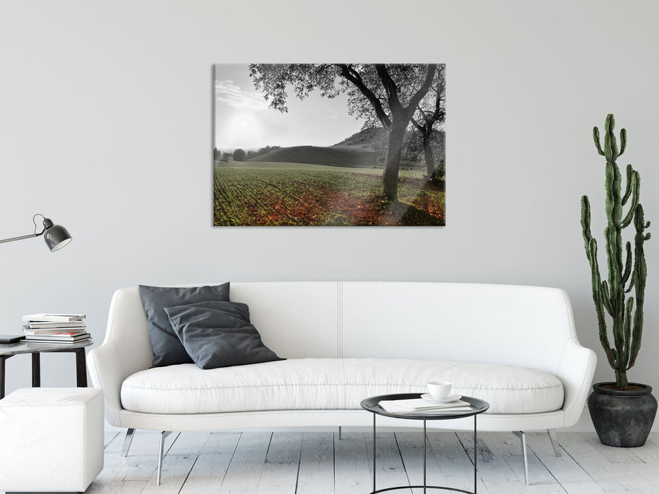 Landschaft im Herbst, Glasbild