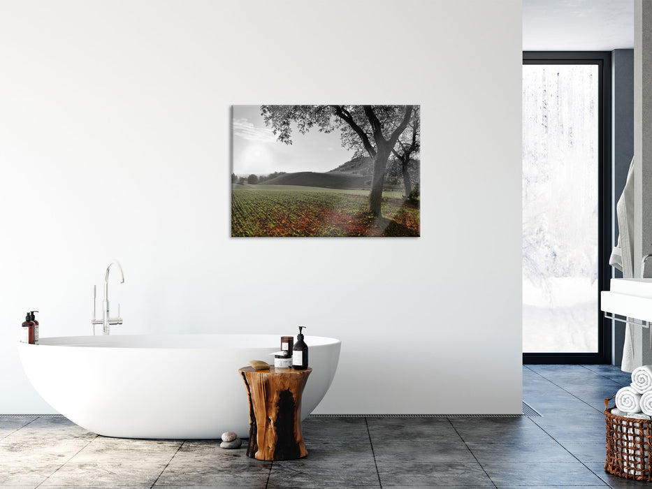 Landschaft im Herbst, Glasbild