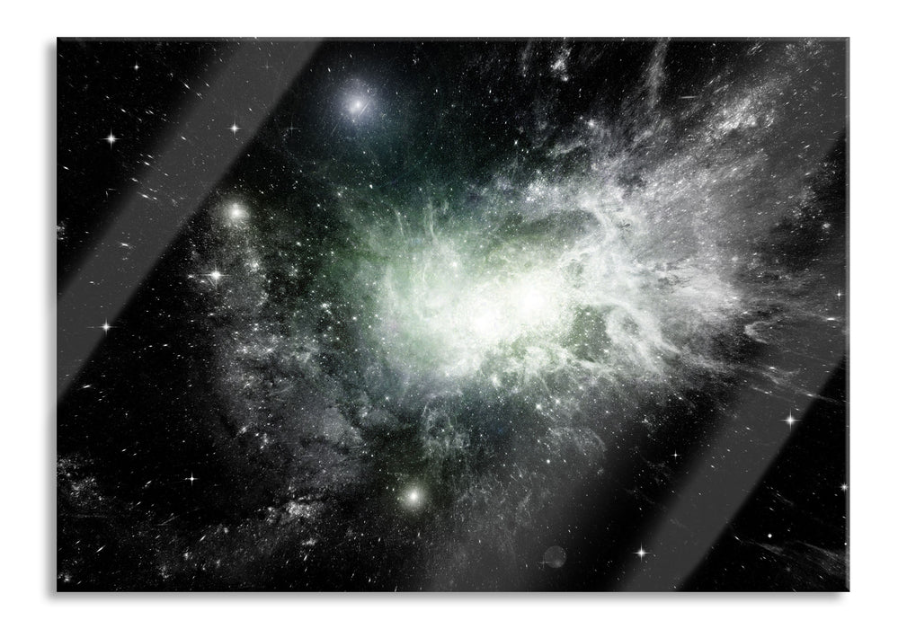 Pixxprint ferne Galaxie im Sternenstaub, Glasbild