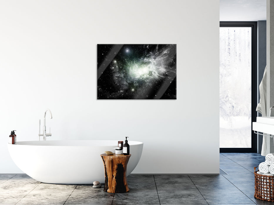 ferne Galaxie im Sternenstaub, Glasbild