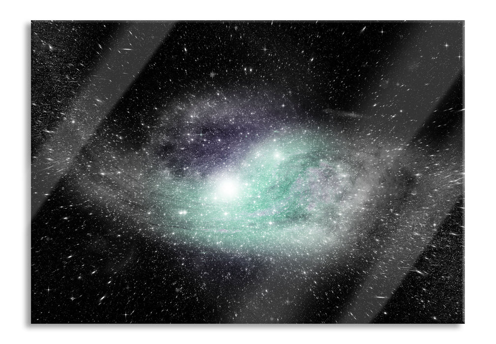 ferne Galaxie im Sternenstaub, Glasbild