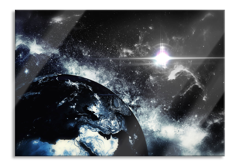 Pixxprint die Erde von oben bei Nacht, Glasbild