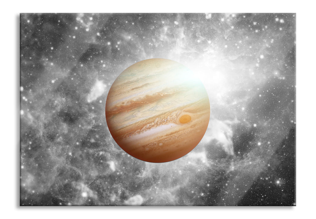 Pixxprint Planet Jupiter im Universum, Glasbild