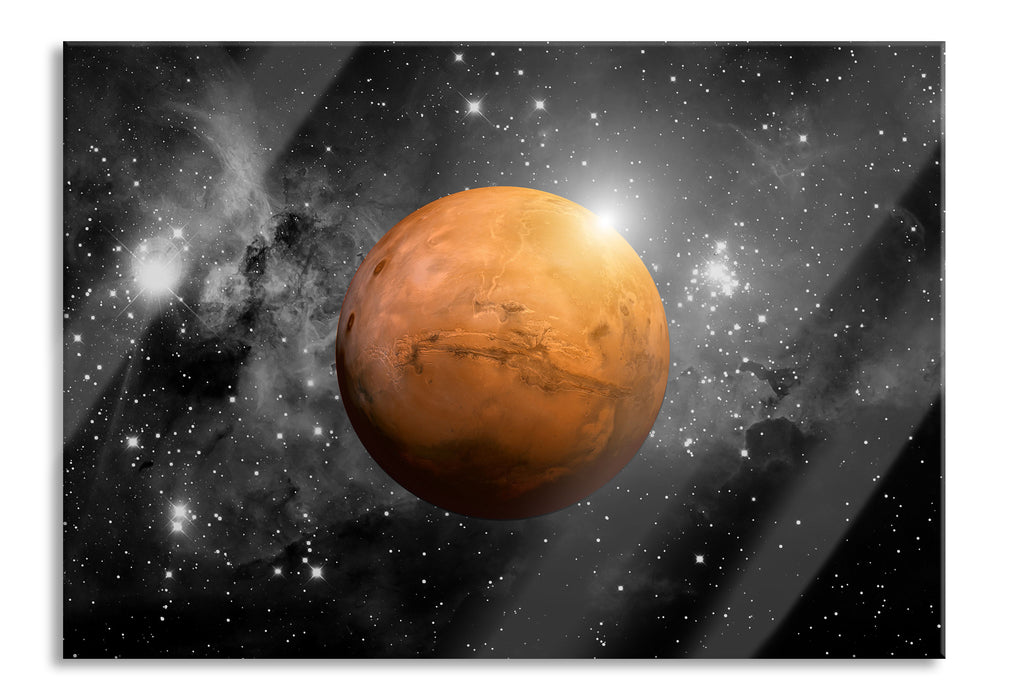 Pixxprint Planet Mars im Universum, Glasbild
