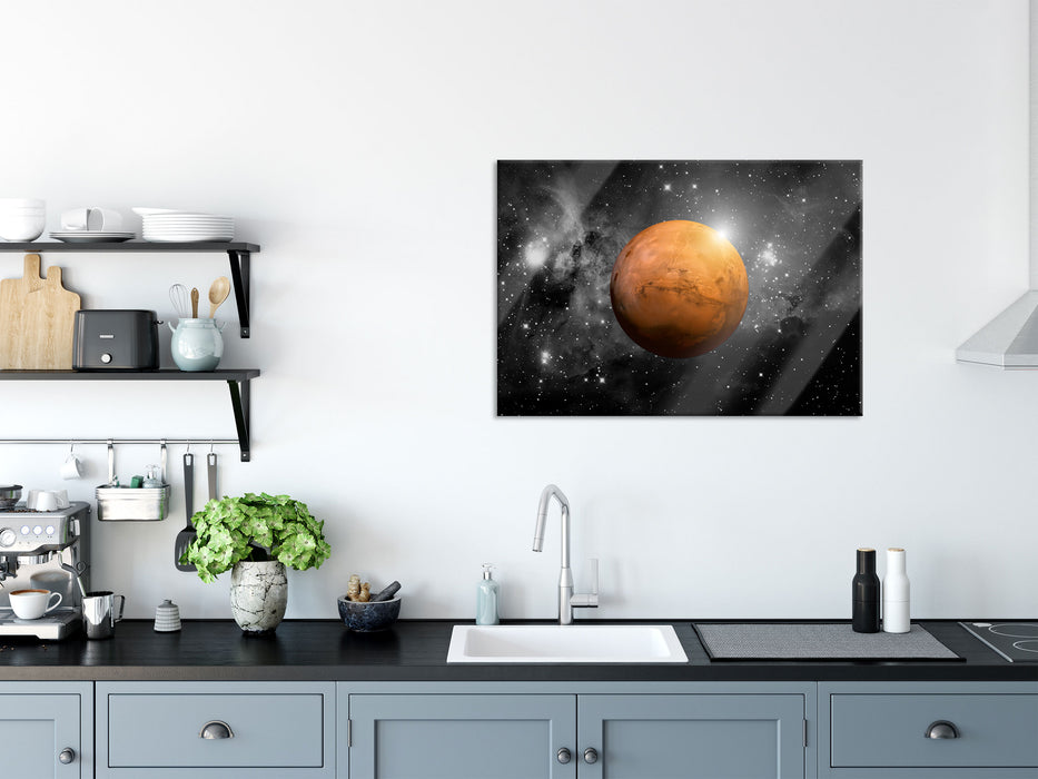 Planet Mars im Universum, Glasbild