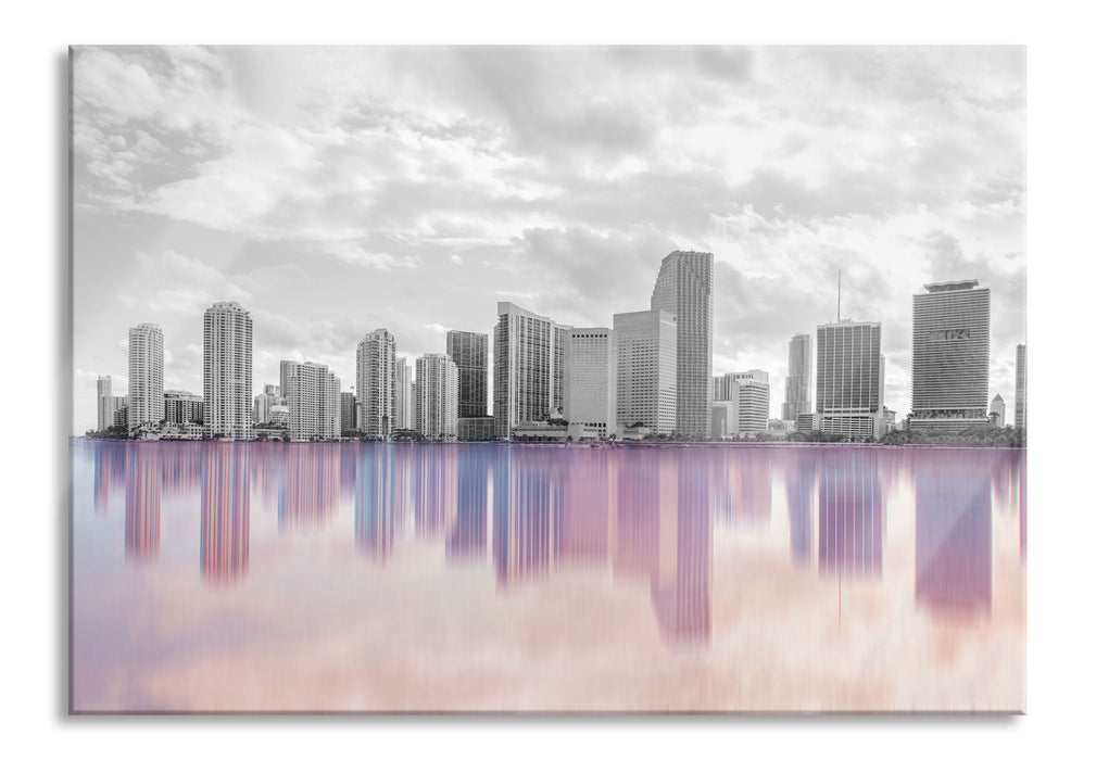 Pixxprint Miami Florida Skyline, Glasbild