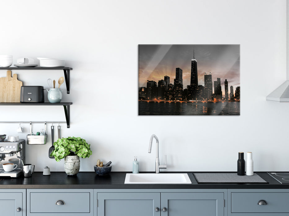 Chicago-Wolkenkratzer-Silhouette, Glasbild
