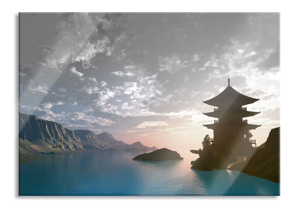 Pixxprint Tempel in Tal, Glasbild