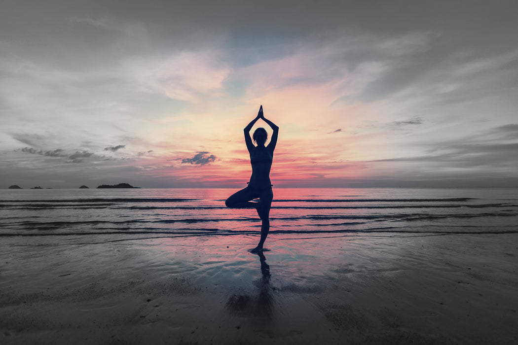 Yoga am Strand, Glasbild