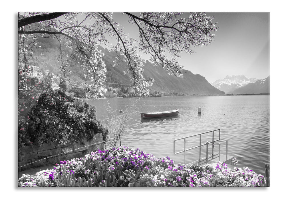 Pixxprint Genfer See im Sonnenschein, Glasbild