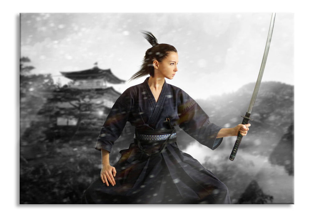 Pixxprint Samurai-Kriegerin, Glasbild
