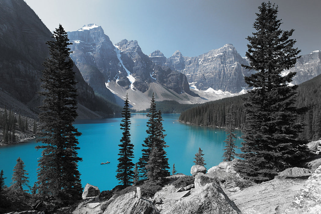 Moraine Lake kanadische Berge, Glasbild