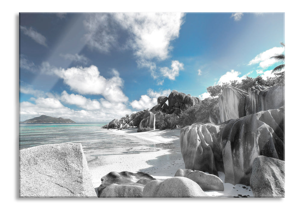 Pixxprint Seychellen Strand, Glasbild