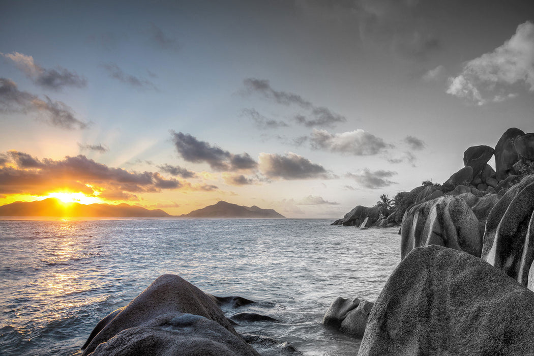 Sonnenuntergang Seychellen, Glasbild