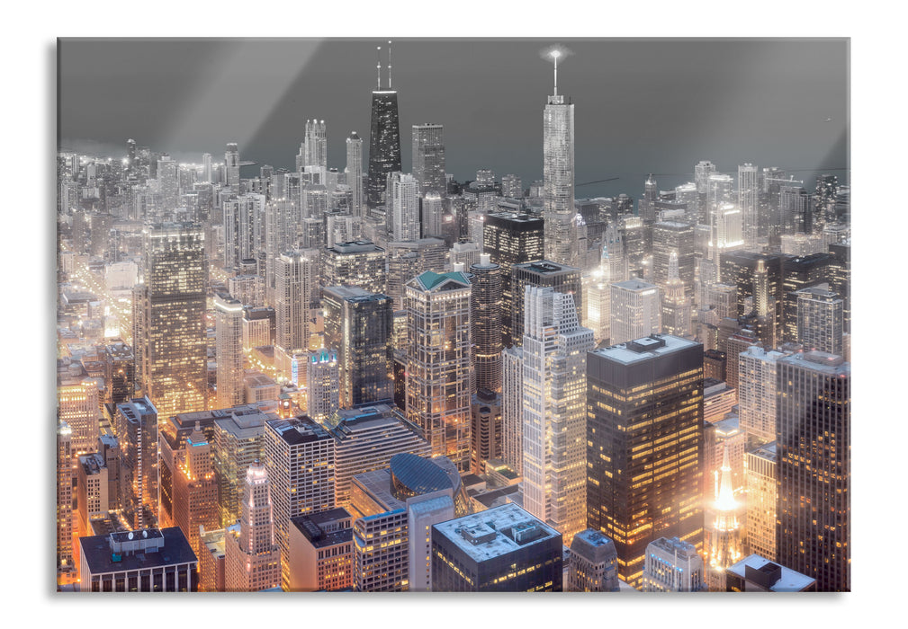 Pixxprint Luftaufnahme Chicago, Glasbild