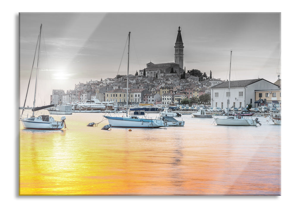 Pixxprint Kroatische Hafenstadt, Glasbild