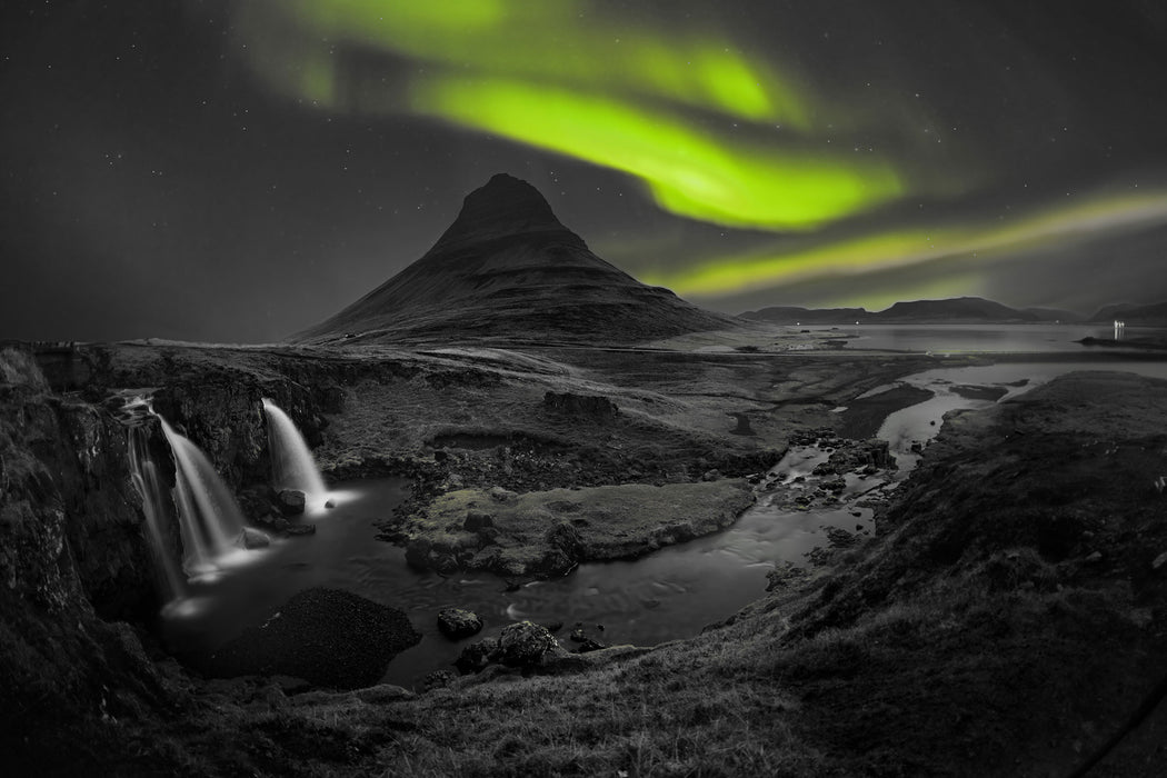 Kirkjufell Wasserfall, Glasbild