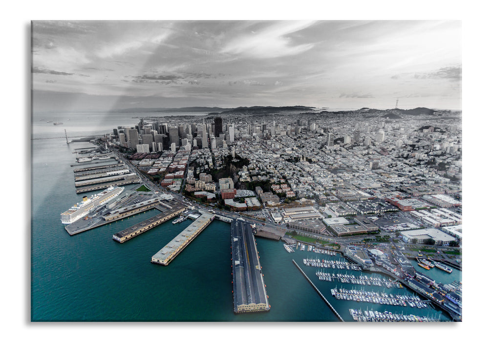 Pixxprint San Francisco bei Sonnenuntergang, Glasbild