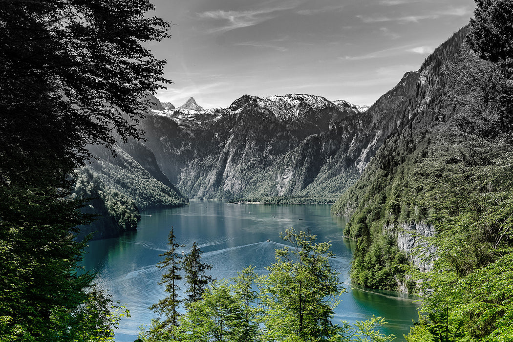 Blick auf den Königssee, Glasbild